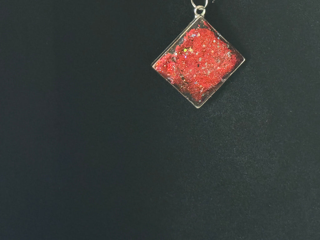 Red Glitter Floral Diamond Resin keychain