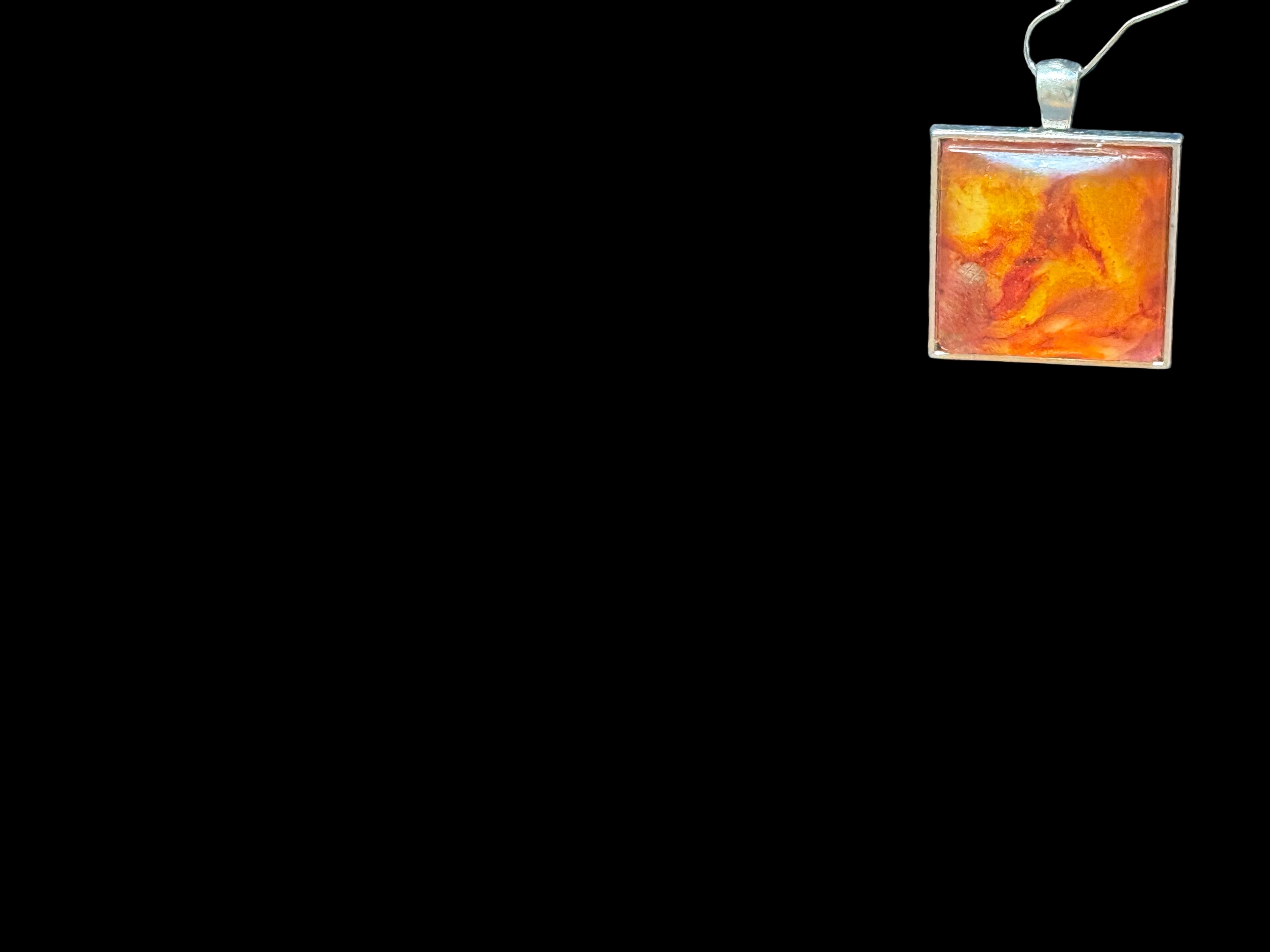 Orange Swirl Resin Pendant Necklace