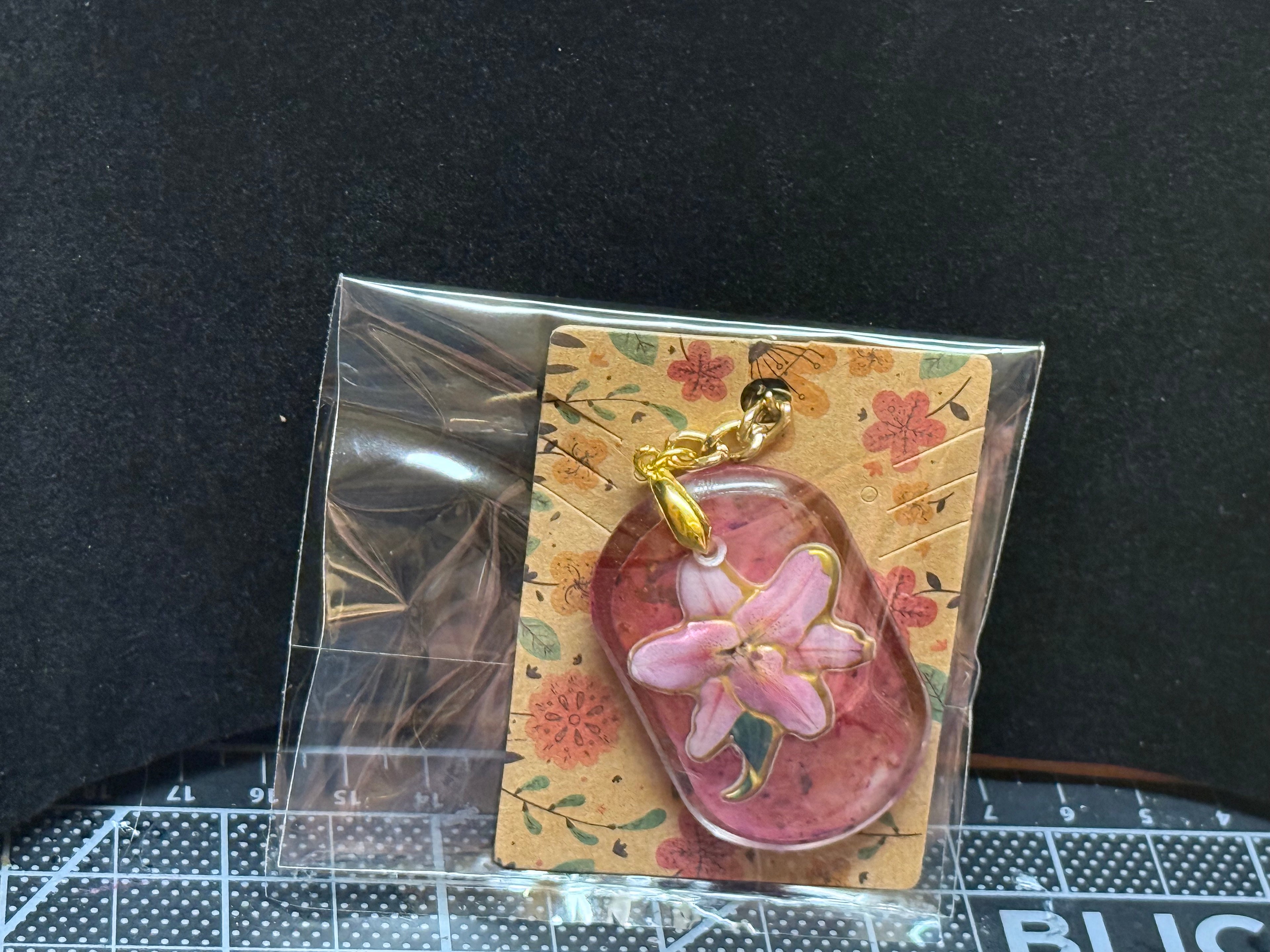Pink Flower Resin Keychain