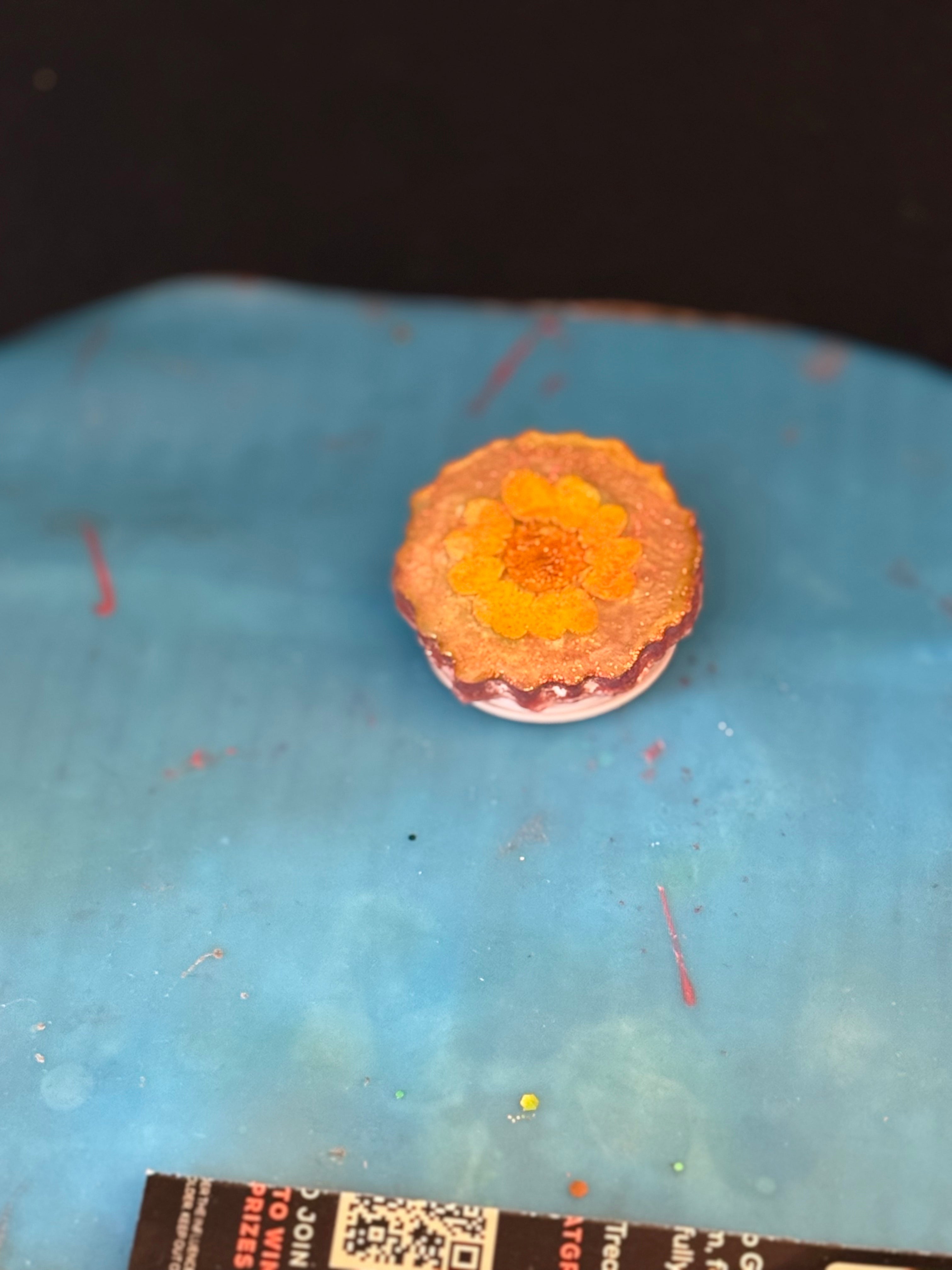 Orange Flower Resin Pop Socket - Phone Grip Holder